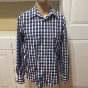 Egara Dress Shirt Mens M Blue Purple Spread Collar Non Iron 100% Cotton